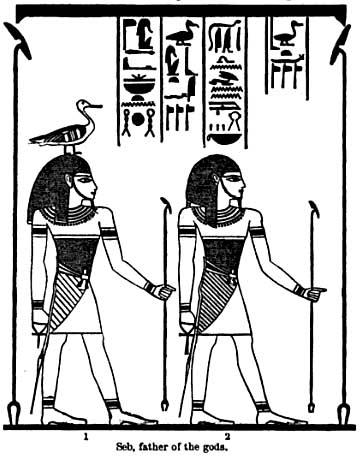 Egyptian god Seb, Geb or Keb with goose on his head